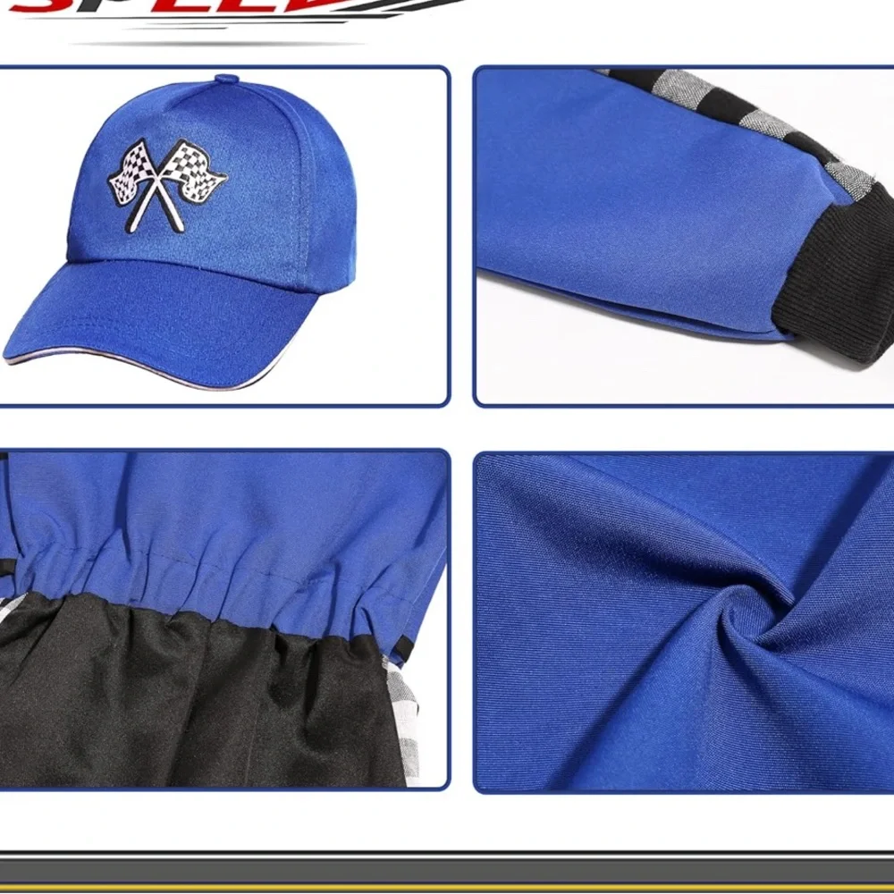 NEW Kids Race Car Driver Costume Blue and Black